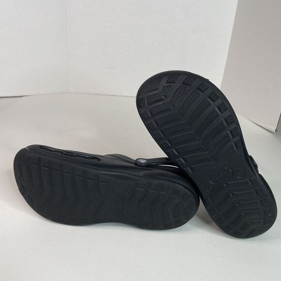 Crocs Classic Clog Sandle Mens 10 Womens 12, All Black, Strap, Unvented - Picture 7 of 9